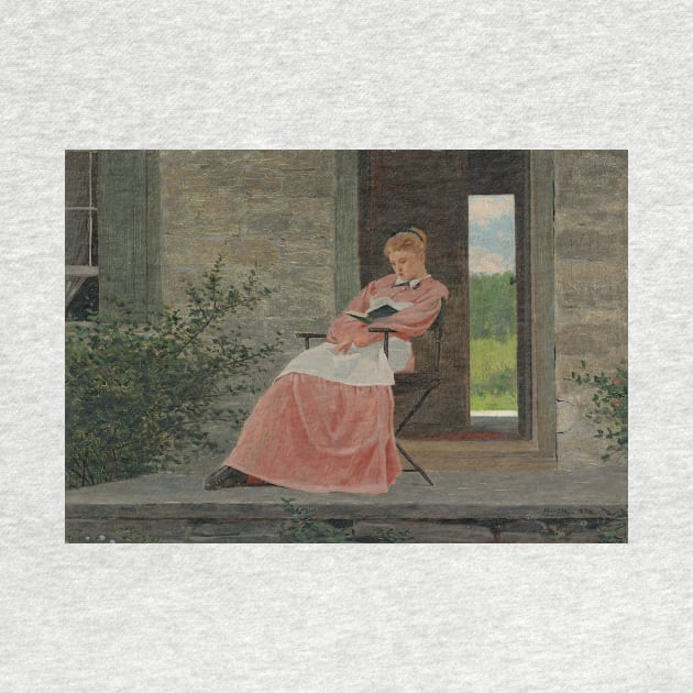 Girl Reading On A Stone Porch by Winslow Homer by Classic Art Stall